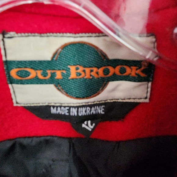 Vintage Outbrook Red Wool Coat Jacket Long Double Breasted Size 12 - Picture 12 of 13